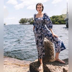 CARA CARA JAZZY cotton poplin JUMPSUIT size S ANNA FLORAL NAVY
